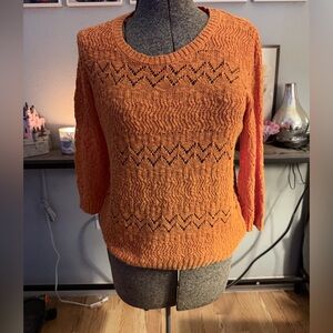 Jones New York Vibrant Orange Crew Neck Sweater